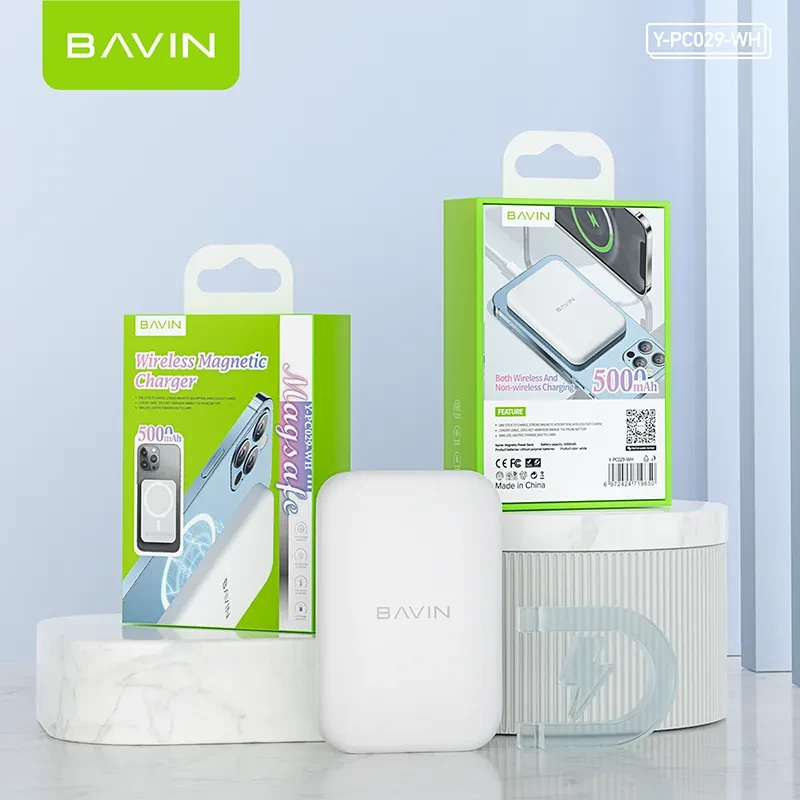 BAVIN PC029 Wireless Power bank 5000mAh Fast Charging portable Magnetic Charging Power Bank for iPhONE